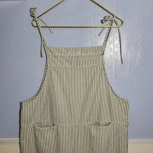 Final Price / Last Chance Item Cellabie Xl Light Olive Striped Jumpsuit